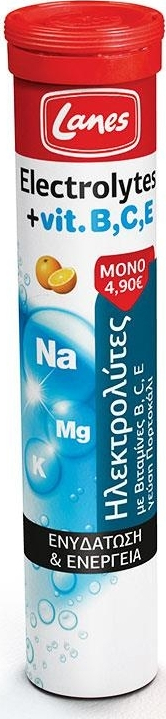 Lanes Electrolytes Vitamine B C E με Γεύση Πορτοκάλι 20 αναβράζοντα δισκία Lanes Electrolytes Vitamine B C E με Γεύση Πορτοκάλι 20 αναβράζοντα δισκία