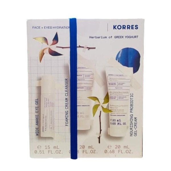 20240906103331 korres promo wide awake eye enydatiko gel mation 15ml foaming cleanser afrodis krema katharismou prosopou 20ml nourishing probiotic enydatiki gel krem
